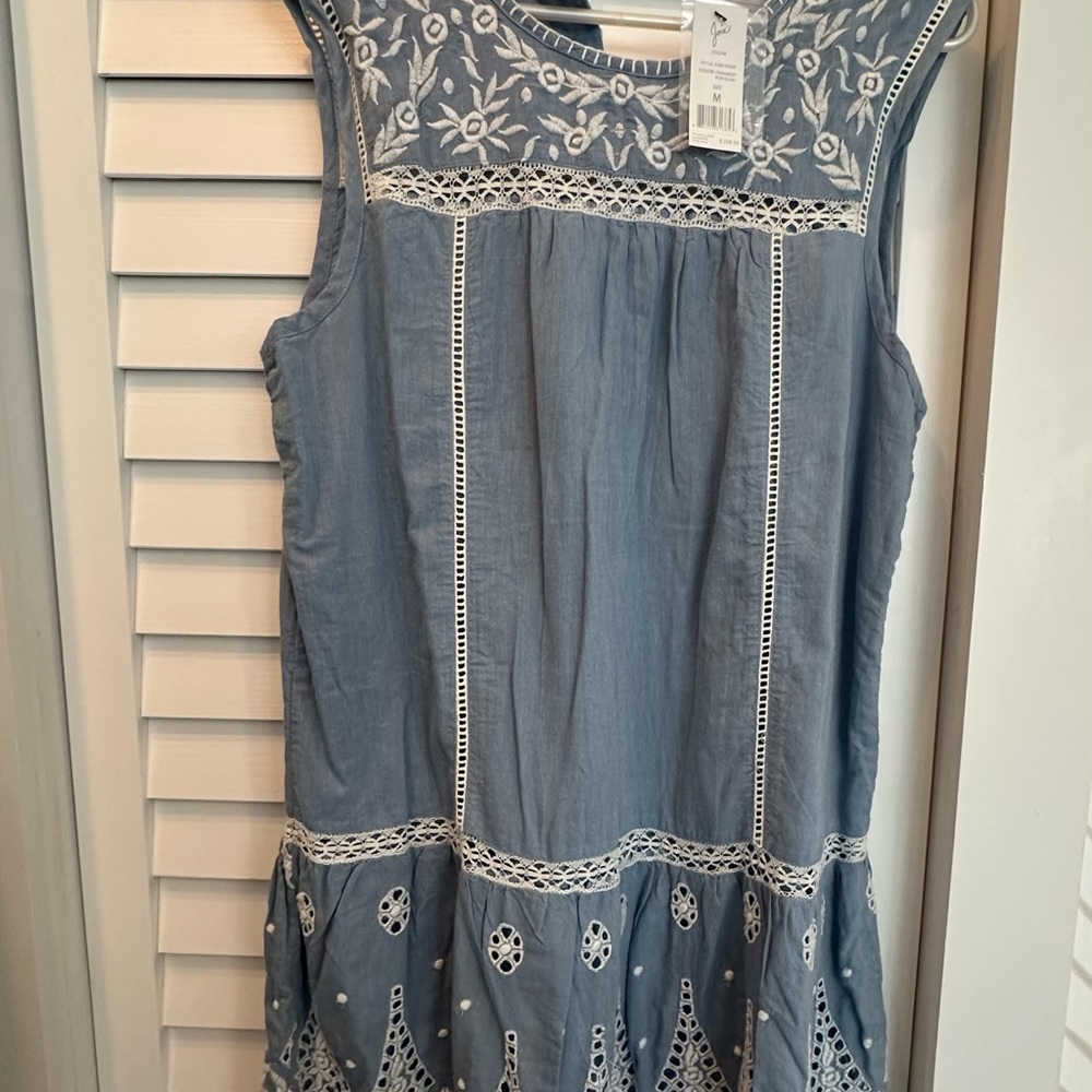 Blue Sleeveless Embroidered Dress